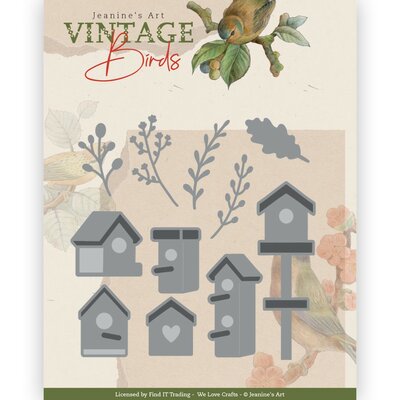 JAD10172 Dies - Jeanine's Art - Vintage Birds - Birdhouses