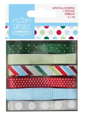 PMA 367108 Papermania Capsule Spots & Stripes Festive - Ribbon
