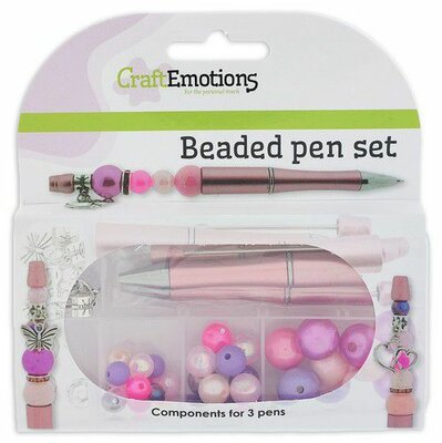 CraftEmotions Kralenpennenset compleet roze 3 st  (04-23)