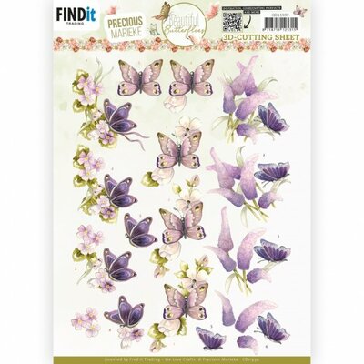 CD11939 3D Cutting Sheet - Precious Marieke - Beautiful Butterfly - Purple