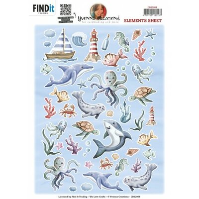 CD12008 Cutting Sheets - Yvonne Creations - Small Elements Colorful Ocean