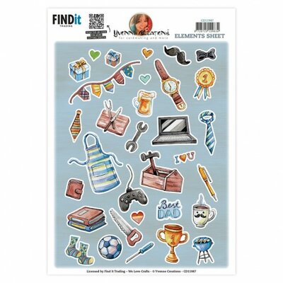 CD11987 3D Cutting Sheets - Yvonne Creations - Small Elements for Men