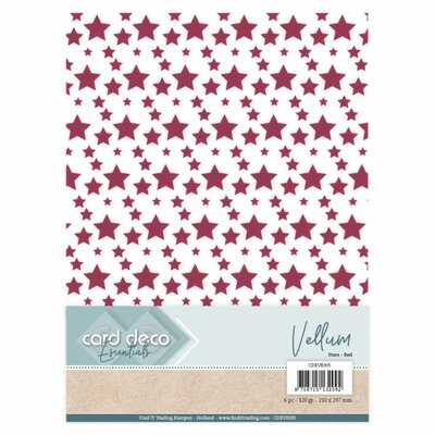 CDEVE005 Card Deco Essentials - Vellum - Stars Red