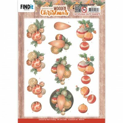 SB10776 3D Push-Out - Jeanine's Art - Wooden Christmas - Orange Baubles