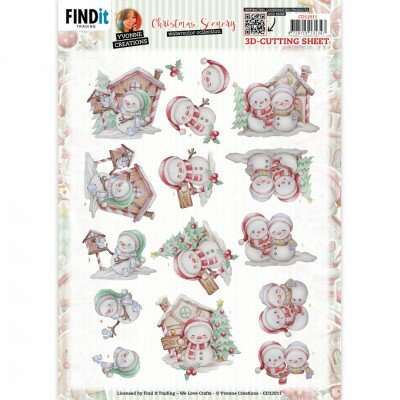 CD12011 3D Cutting Sheet - Yvonne Creations - Christmas Scenery - Snowman