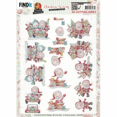 CD12010 3D Cutting Sheet - Yvonne Creations - Christmas Scenery  Santa