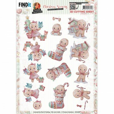 CD12009 3D Cutting Sheet - Yvonne Creations - Christmas Scenery - Gingerbread