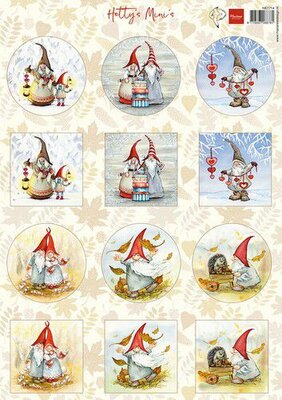 HK1714 Marianne D Decoupage Hetty's Mini's - Gnomes  A4