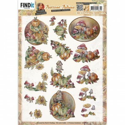 CD11980 3D Cutting Sheet - Yvonne Creations - Awesome Autumn - Pumpkin