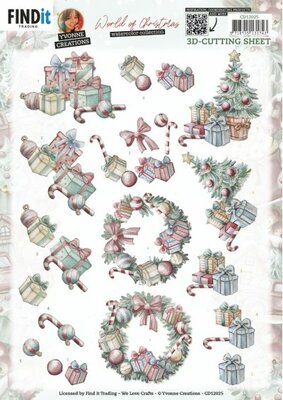 CD12025 3D Cutting Sheet - Yvonne Creations - World of Christmas - Christmas Presents