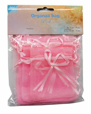 Joy! Crafts Organza Zakjes - Roze 6st. 12,5x9,5cm/ 4 st.9x7cm (6300/0041)