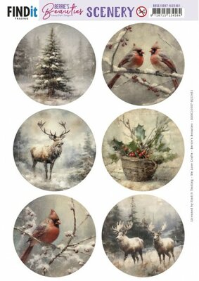 BBSC10007 Push-Out Scenery - Berries Beauties - Vintage Christmas Round
