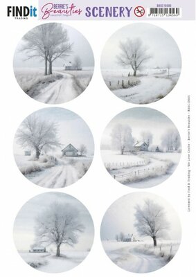 BBSC10005 Push-Out Scenery - Berries Beauties - White Winter Round