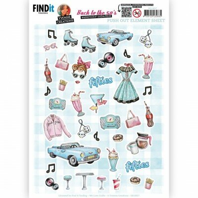 SB10837 Push-Out - Yvonne Creations - Back to the fifties - Small Elements A