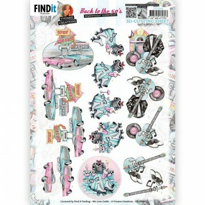 CD12048 3D Cutting Sheet - Yvonne Creations - Back to the fifties - Drive-In