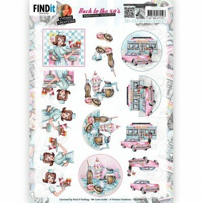 CD12047 3D Cutting Sheet - Yvonne Creations - Back to the fifties - Burgers