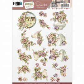 CD11999 3D Cutting Sheet - Precious Marieke - Painted Pansies - Pink