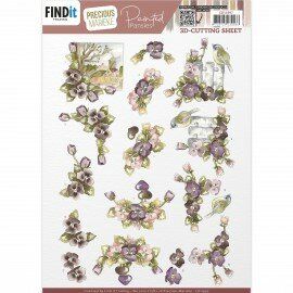 CD11997 3D Cutting Sheet - Precious Marieke - Painted Pansies - Purple