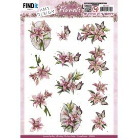SB10896 3D Push Out - Amy Design - Pink Florals - Lillies