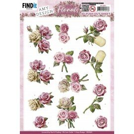 SB10895 3D Push Out - Amy Design - Pink Florals - Roses