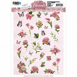 CD12111 Cutting Sheets - Amy Design - Pink Florals - Small Elements