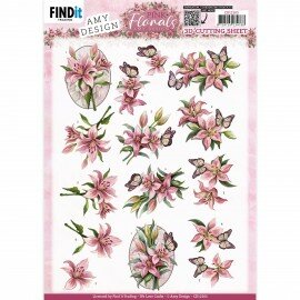 CD12103 3D Cutting Sheets - Amy Design - Pink Florals - Lillies