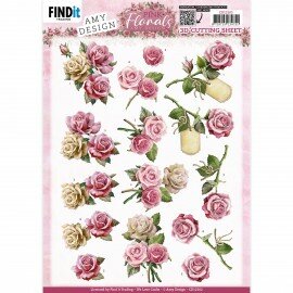 CD12102 3D Cutting Sheets - Amy Design - Pink Florals - Roses