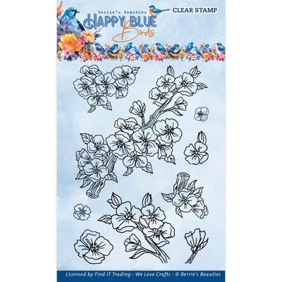 BBCS10002 Clear Stamps - Berries Beauties - Happy Blue Birds - Floral Branch