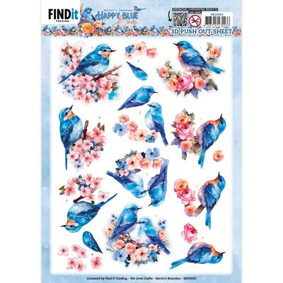 CD12124 3D Cutting Sheets - Berries Beauties - Happy Blue Birds - Birds in Pink