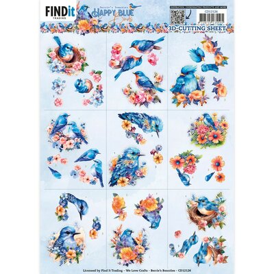 CD12126 Cutting Sheets - Berries Beauties - Happy Blue Birds - Mini