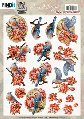 CD12121 3D Cutting Sheet - Amy Design - Colorful Birds
