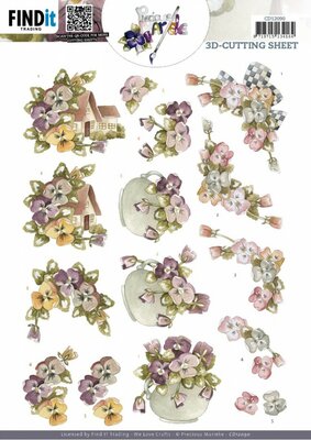 CD12090 3D Cutting Sheet - Precious Marieke - Colourful Pansies