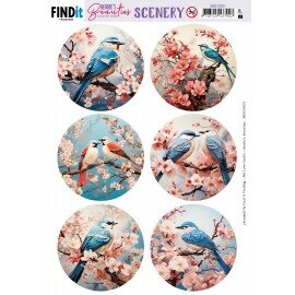 BBSC10031 Scenery Push out - Berries Beauties - Blue Bird - Round