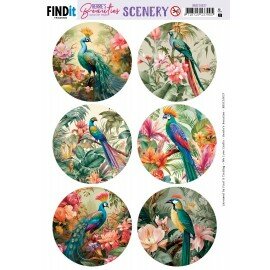 BBSC10027 Scenery Push out - Berries Beauties - Peacock - Round