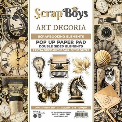 Scrapboys POP UP Paperpad double sided elements - Art Decoria SB-ARDE-11 190gr 15,2x15,2cm (03-24)