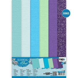 YC-A4-10026 Linen Cardstock Pack - Yvonne Creations - Blooming Blue - A4