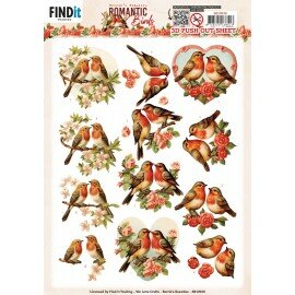 SB10930 3D Push Out - Berries Beauties - Romantic Birds - Romantic Robin