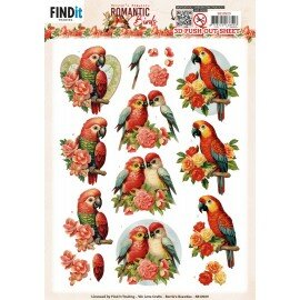 SB10929 3D Push Out - Berries Beauties - Romantic Birds - Romantic Parrot