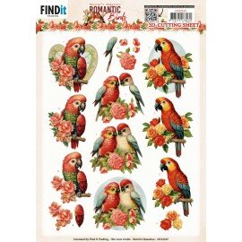CD12167 3D Cutting Sheets - Berries Beauties - Romantic Birds - Romantic Parrot