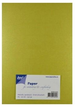 Joy Crafts Metallic cardstock met linnen structuur A5 - 20 vel - 250grs - Kaki