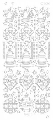 CD3095 Stickervel X-mas Bells goud of zilver