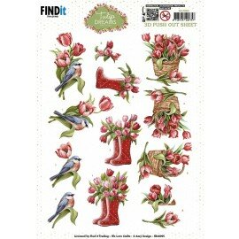 SB10995 3D Push out Sheet - Amy Design - Tulip Dreams - Red Tulips