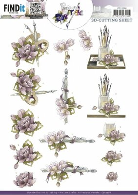 3D Cutting Sheet - Precious Marieke - Painted Flowers