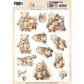 3D Pushout Sheet - Berries Beauties - Cosy WInter - Cosy Bear