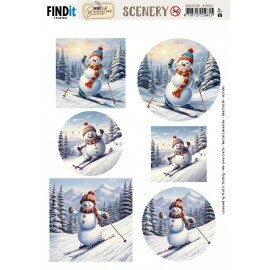 BBSC10126 Scenery Push out - Berries Beauties - Skiing Snowmen