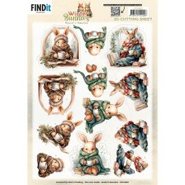 CD12403 3D Cutting Sheet - Berries Beauties - Winter Bunnies - Cosy Bunnies