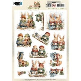 SB11066 3D Pushout Sheet - Berries Beauties - Winter Bunnies - Bunnies Together
