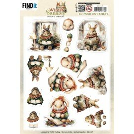 SB11065 3D Pushout Sheet - Berries Beauties - Winter Bunnies - Reading Bunnies