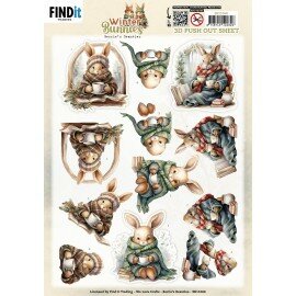 SB11068 3D Pushout Sheet - Berries Beauties - Winter Bunnies - Cosy Bunnies