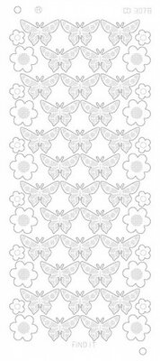 CD3078 Stickervel Flowers Butterflies - goud of zilver